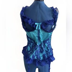 Vintage 90s Fredericks of Hollywood Lace Lingerie Open Cup Bra Sexy Corset Women